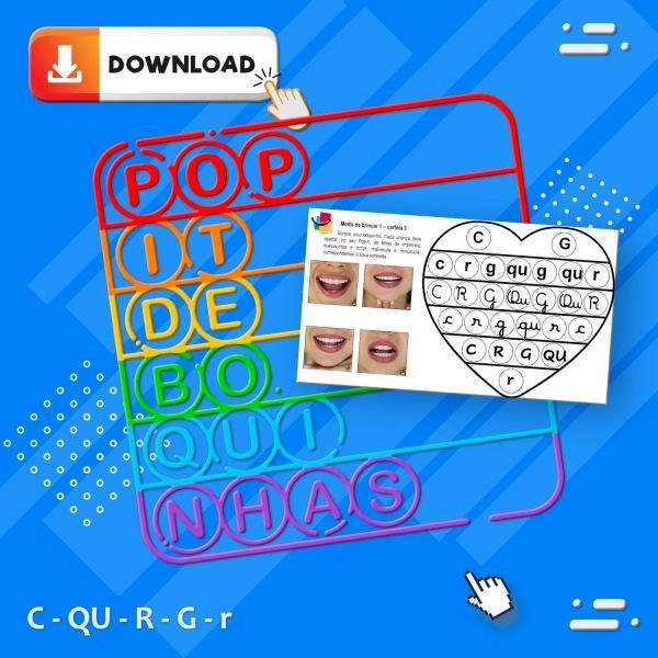 POP-IT – Bingo Tipo de Letras C-QU-R-G-r -fixacao dos 6 tipos de letras imprensa manuscrita e script maiusculas e minusculas - MDB