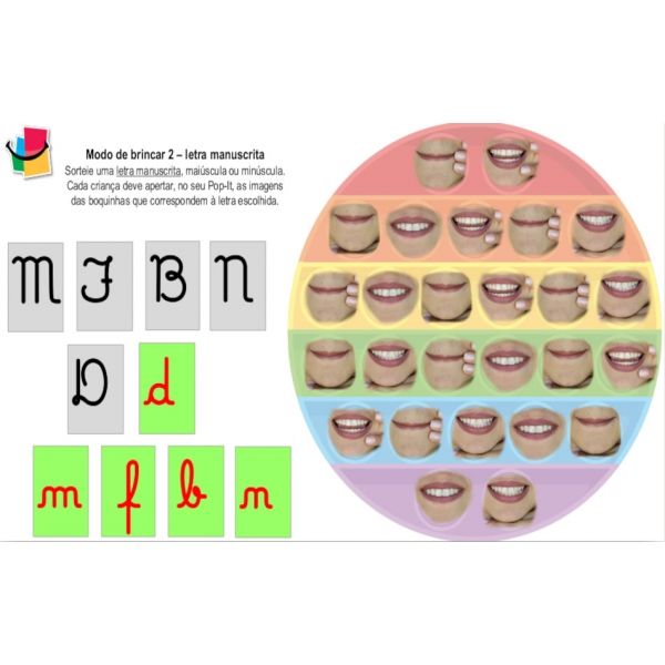 POP-IT – Bingo Tipo de Letras M-F-B-N-D - Fixação dos 6 tipos de letras, imprensa, manuscrita e script (maiúsculas e minúsculas) - MDB