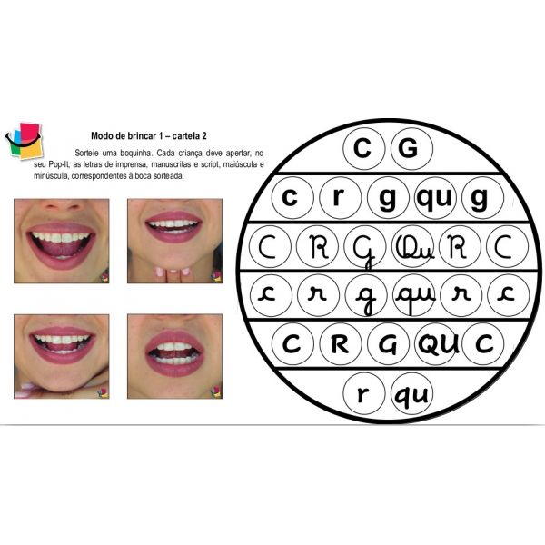 POP-IT – Bingo Tipo de Letras C-QU-R-G-r -fixacao dos 6 tipos de letras imprensa manuscrita e script maiusculas e minusculas - MDB