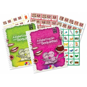Kit Novo Alfabetização com Boquinhas +  10 pranchas de fixação - 2 livros