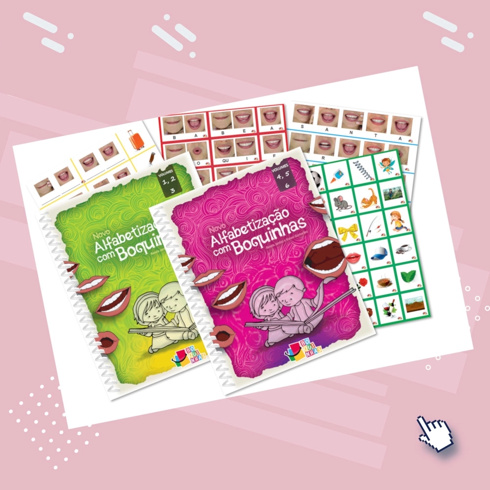 Kit Novo Alfabetização com Boquinhas +  10 pranchas de fixação - 2 livros