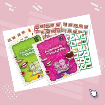 Kit Novo Alfabetização com Boquinhas +  10 pranchas de fixação - 2 livros