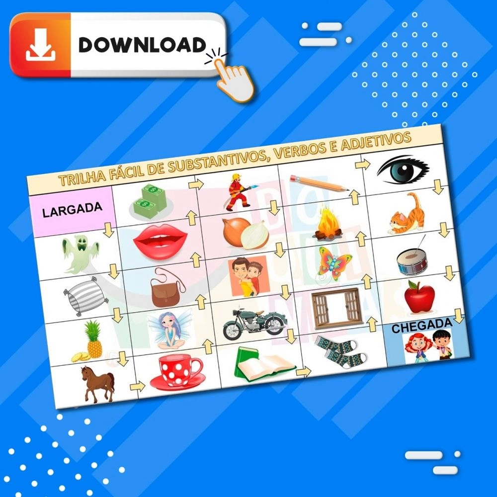 Jogo Trilha Fácil (download) de substantivos, verbos e adjetivos- MDB